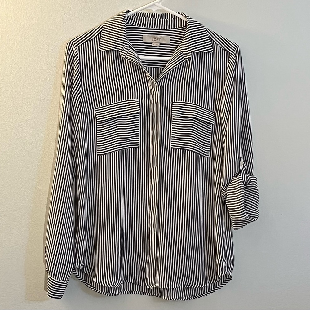 LOFT Women’s Striped Utility Blouse XS
